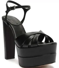 シュッツ レディース シューズ サンダル プラットフォーム アンクル レザー Schutz Keefa High Leather Platform Ankle Strap Sandals Black