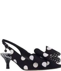 ジェイレニー レディース シューズ ヒール ドット柄 ドット J Renee Delmare Polka Dot Slingbackitten Heel Bow Pumps BlackWhite Po