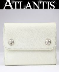 CHROME HEARTS 新宿店 クロムハーツ クロスボタン ミニウェーブ ウォレット メンズ レザー SV925 白 32013
