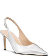 スチュアート ワイツマン レディース シューズ ヒール トール レザー Stuart Weitzman Stuart Power 75 Metallic Leather Slingback Point