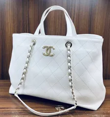 CHANEL シャネル カーフスキン 29531*** マトラッセ 2WAYチェーンバッグ ホワイト