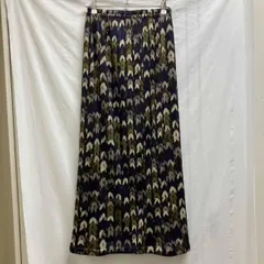 11AW PLEATS PLEASE 総柄プリーツ裾ドローコードスカート PP14-JG446 サイズ2 イッセイミヤケ プリーツプリーズ