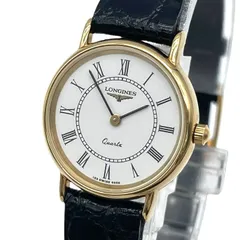 新品電池 稼働品 LONGINES ロンジン 153-6959 レディース腕時計 クォーツ QZ 2針 純正レザーベルト ホワイト文字盤 ゴールド ブラック