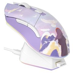 DAREU ゲーミングマウス 無線 紫/パープル ワイヤレス2.4G/有線USB接続可能 軽量85g 可愛い 人間工学 12000DPI 充電ドック付き プログラム可能 EM901X 技適認証取得【1年間】m 34612432