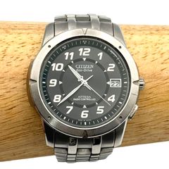 稼働/訳有　CITIZEN　シチズン　ATTESA　アテッサ　腕時計　電波ソーラー　ATD53-2751　H110-T009425　チタン　デイト　ネオアクティブ　ブラック　ラウンド　アナログ　3針【bt17】