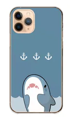 iPhone18_Pro ケース カバー アイフォン18プロ スマホケース ハードケース サメ ホホジロザメ アオザメ さめ 鮫 イラスト ゆるい 水色 青色 マリン柄 かわいい 可愛い カラー02