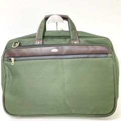 미품 Samsonite/삼소나이트 비즈니스 가방/브리프케이스 카키×브라운 나일론×합피 2way 숄더 결품[OP01003]