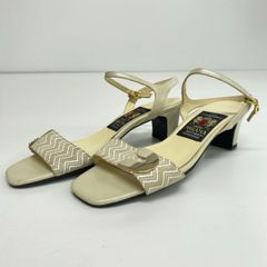 美品 ミハマ/MIHAMA レディース サンダル 23.5cm アイボリー系 ベージュ系 ストラップサンダル 日本製 横浜元町[OO00856]