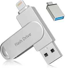 Apple MFi認定フラッシュドライブ 512GB iPhone用フォトスティック 写真/ビデオバックアップスティック用 高速USBサムドライブ iPhoneストレージ用 iPhone/iPad/Android/PC対応 (シルバー)