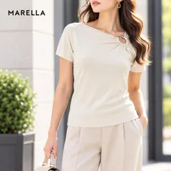 85%OFF 訳あり 新品 マレーラ MARELLA ニット S EKN805 Sサイズ ベージュ レディース 半袖ニット トップス ニットソー  インポート