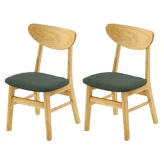 ぼん家具 ダイニングチェア 2脚セット 木製 完成品 食卓椅子 座面 ファブリック チェア シンプル 耐荷重100kg ナチュラルｍａ