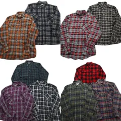 古着卸 まとめ売り フランネル ネルシャツ 長袖シャツ 10枚セット ( メンズ XL ) マドラス チェック ダブルフラップ 中古 古着 NG8811