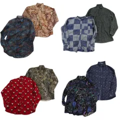 古着卸 まとめ売り 総柄 柄シャツ 長袖シャツ 8枚セット ( メンズ Ｓ/Ｍ ) カモ柄 中古 古着 NG8856