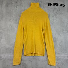 SHIPS any シップス エニィ タートルネック リブ ニット セーター コットン100% 綿 長袖 イエロー 黄色 マスタード ハイネック インナー 重ね着 洗浄可能 カジュアル シンプル レディース ★ ◇■ ◆■