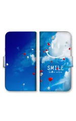iPhone18 ProMAX ケース 手帳型 アイフォン18プロマックス スマホケース 携帯ケース 空 青空 スマイル ニコちゃん 雲 水色 青色 おしゃれ かわいい 可愛い スマホカバー カラー04