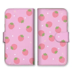 かんたんスマホ5 ケース 手帳型 簡単スマホ5 スマホケース 携帯ケース いちご 苺 イチゴ 韓国 パステルカラー ドット柄 パステル かわいい 可愛い おしゃれ スマホカバー カラー08