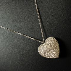 【美品】SWAROVSKI スワロフスキー ハート ロケット ネックレス フォトロケット 写真入れ パヴェ クリスタル ラインストーン シルバーカラー ペンダント ハートモチーフ スワンロゴ レディース アクセサリー ジュエリー ギフト プレゼント 正規品