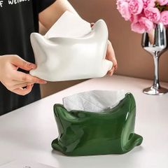 アート ティッシュボックス 陶器製 テーブル設置用 デスクトップ収納 ティッシュケース 家庭用 リビング ダイニング テレビ台 中央設置用 モダンデザイン ティッシュ収納 ペーパー整理 おしゃれ雑貨
