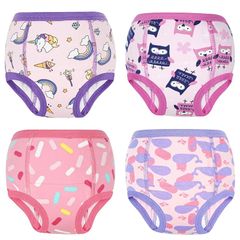 【新品】 MooMoo Baby 女の子 トイレトレーニングパンツ 綿100％ 4枚セット ふんわり優しい 吸水速乾 可愛い柄 失敗対策 子ども用 練習パンツ｜90?160サイズ対応