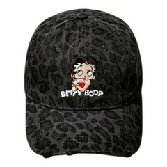 Betty Boop　ベティちゃん　キャップ　帽子　ヒョウ柄　ブラック　レオパード柄　ベティブープ　ベースボールキャップ　ファションアイテム　可愛い　アメコミ　キャラクター　レトロ　ギフト　プレゼント　海外製品
