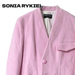 SONIA RYKIEL ソニアリキエル ピンク レディース 長袖 アウター ジャケット ノーカラージャケット ロングジャケット ミドル丈コート カラーコート 高級 エレガント【サイズ36】Mサイズ相当 1677BC