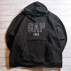 【定番ロゴ】GAP 1969 HOODIE ギャップ ブラック 黒 1969 ロゴプリント プルオーバー パーカー スウェット 古着 #G3157