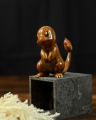【木彫り風】ヒトカゲ 木目調塗装 完成品 ポケプラ インテリア