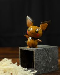 【木彫り風】ピチュー 木目調塗装 完成品 ポケプラ インテリア