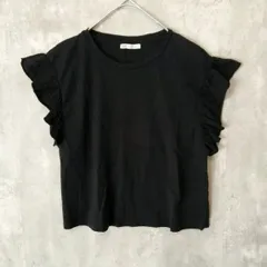 ZARA ザラ フリル袖ノースリーブ・カットソー EURM USAM MEX28 ブラック系 ラ・ヴェリタ古着 260819-2006 レディース 夏 ラッフル袖 クルーネック
