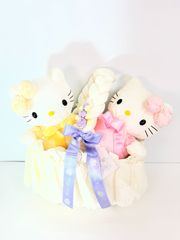 Sanrio　阪急百貨店限定　25th　レースキティ＆ミミィinバスケット　1999年　ハローキティ　ぬいぐるみ　ABランク　24