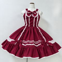 ストロベリードット柄ハートエプロンワンピース 赤 ロリータ ロリィタ