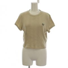 フレッドペリー FRED PERRY ニット セーター USA 6 ベージュ リブ 半袖 クルーネック /LP▲H
