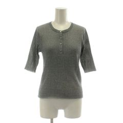 グリーンレーベルリラクシング ユナイテッドアローズ green label relaxing ヘンリーネック ニット セーター Free シルバーカラー ヘンリーネック リブ編み 五分袖 DU