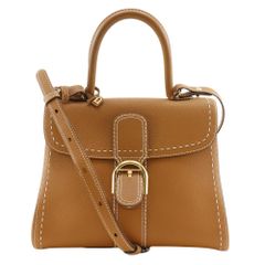 【DELVAUX】デルヴォー ブリヨンMM サーピケ 2WAYショルダー カーフ 茶 レディース ハンドバッグ