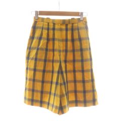 レリアン Leilian ハーフパンツ ショートパンツ 麻混 リネン混 7 黄色 イエロー チェック柄 /RR ■MA