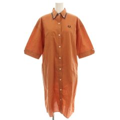 フレッドペリー FRED PERRY シャツワンピース 半袖 ひざ丈 34 茶 ブラウン 3166P0300715 /☆G