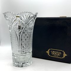 ボヘミアクリスタル ハンドカット花瓶 チェコ 花器 フラワーベース