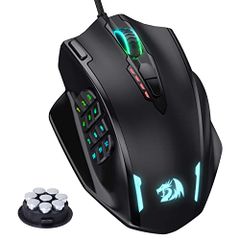 Redragon M908 Impact RGB LED MMO 게이밍 마우스, 12 사이드 버튼, 광학식 유선 인체 공학 게이머 마우스, 최대 12,400DPI, 고정밀, 20 프로그래밍 가능 매크로 바로 가기, 컴포트 그립 포함 mt 43be9766
