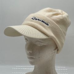 KO4951□TaylorMade テーラーメイド つば付き ニット帽 ニットキャップ アイボリー系 ウール 57-59ｃｍ