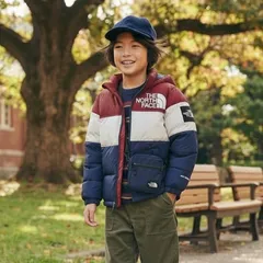 韓国規格　THE NORTH FACE ザノースフェイス　DRYVENT（ドライベント）トリコカラーダウンジャケット　キッズ　120レッド×ホワイト×ネイビー（赤×白×紺）