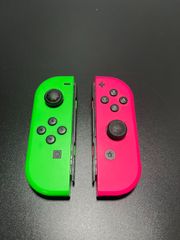 ■Nintendo Switch Joy-Con (Left and Right Set) Neon Pink x Neon Green Splatoon Color Used - Stick Drift Issues Present