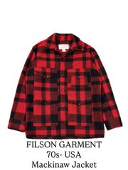 美品【 70s - USA / FILSON GARMENT 】 フィルソン　マッキーノジャケット　ハンチングジャケット　ウールジャケット　バッファローチェック　赤×黒　アメリカ製　70年代 - 《 42 》