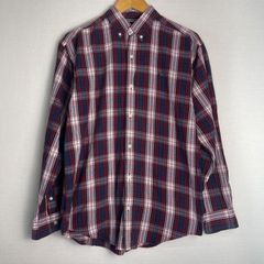 Ralph Lauren チェックネルシャツ ボタンダウンシャツ コットン100％ 長袖シャツ レッド ネイビー サイズL ND207