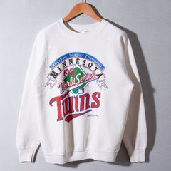 80s USA製 1987年製 MLB TWINS ツインズ スウェット L ホワイト ヴィンテージ FRUIT OF THE ROOM 優勝記念 Champion フルーツオブザルーム ストリート 野球 古着 N802