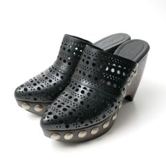 ALAIA アライア ミュール ヴィエンヌ プラットフォーム 厚底 レーザーカット ウッドソール サンダル ブランド古着【中古】20260917/RB0764