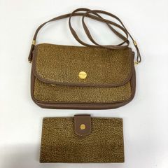 美品 まとめ2点セット ボルボネーゼ/Borbonese ショルダーバッグ 長財布 redwall 913873 うずら柄 ブラウン系 イタリア製[OR03567]