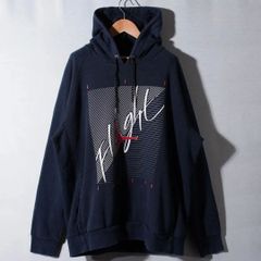 ナイキ NIKE エアジョーダン AIR JORDAN パーカー XL ネイビー 刺繍 ラバープリント ストリート オーバーサイズ 裏起毛 古着 J113
