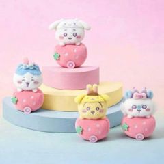 4 종류 세트 중국 한정 치이카와 × 산리오 딸기 곰 봉제 인형 마스코트 키링 MINISO 미니소 하치와레 토끼 모몬가 시나모롤 마이멜로디 폼폼푸린 쿠로미