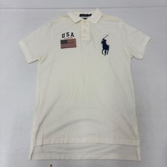 △ 폴로랄프로렌 POLO RALPH LAUREN 반소매 폴로 셔츠 맨즈 M 화이트 감색 빅 포니 성조기 커스텀 피트 710627368001 헌옷