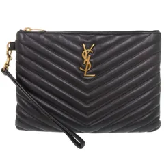 サンローランパリ カサンドラ マトラッセ レザー ブラック クラッチバッグ 黒 0065 SAINT LAURENT PARIS